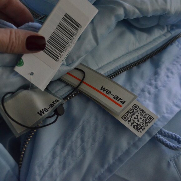 NWT $650 Sz S WE AR4 Sky Blue E Bomber Oversized Nylon Hooded Jacket - Picture 9 of 10